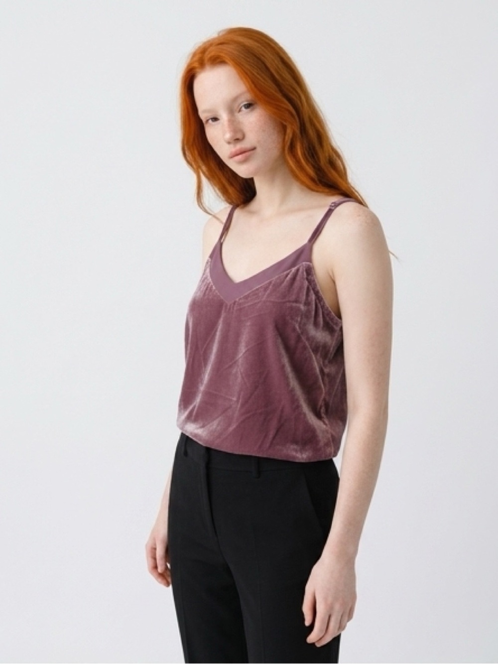 Sundance Velvet V-Neck Camisole in Mauve